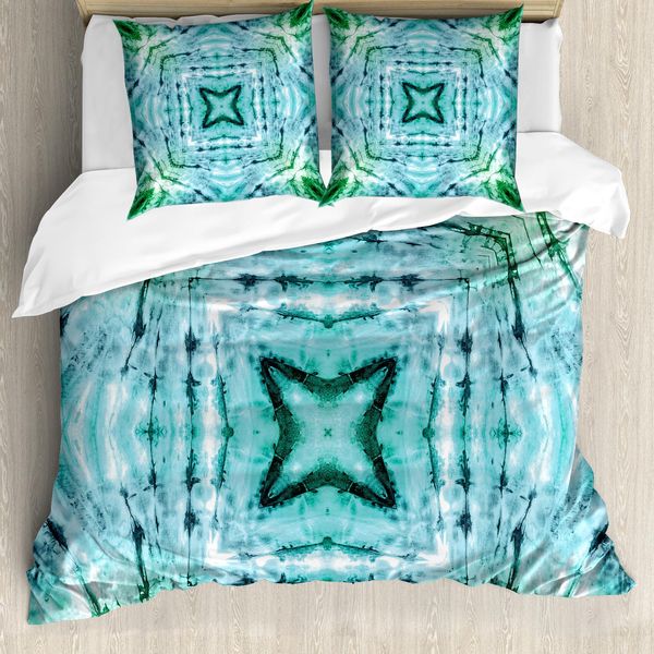 Abakuhaus Copripiumino Astratto, Riassunto Teal, Antiacaro, Adatto A Chi Soffre Di Allergie, Con Federe, 155 Cm X 220 Cm - 80 X 80 Cm, Teal E Blu-image
