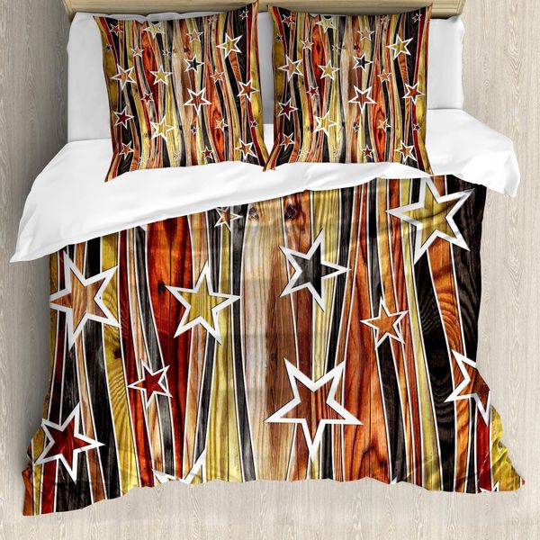 Abakuhaus Copripiumino Rustico, Charming Sterne Kunst, Antiacaro, Adatto A Chi Soffre Di Allergie, Con Federe, 155 Cm X 220 Cm - 80 X 80 Cm, Nero Pale Coffee Brown-image