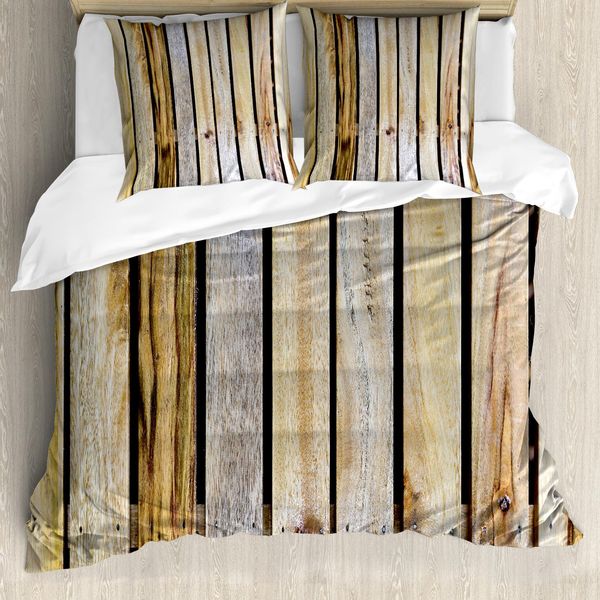 Abakuhaus Copripiumino Rustico, Staccionata In Legno, Antiacaro, Adatto A Chi Soffre Di Allergie, Con Federe, 200 Cm X 200 Cm - 80 X 80 Cm, Marrone-image