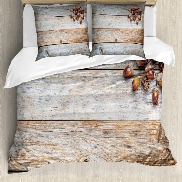 Abakuhaus Copripiumino Rustico, Ghiande E Svantaggi Legno, Antiacaro Adatto A Chi Soffre Di Allergie Con Federe, 200 Cm X 200 Cm - 80 X 80 Cm, Marrone-image
