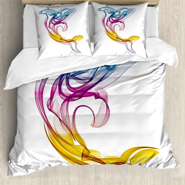 Abakuhaus Set Copripiumino Astratto Per Letti Matrimoniali, Motivo Sfumato Digitale, Antiacaro, Adatto A Chi Soffre Di Allergie, Con Federe, Multicolore-image