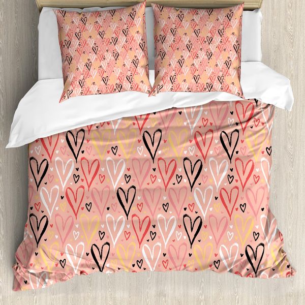 Abakuhaus Copripiumino Corallo, Cuore Valentines Love, Antiacaro, Adatto A Chi Soffre Di Allergie, Con Federe, 155 Cm X 220 Cm - 80 X 80 Cm, Corallo-image