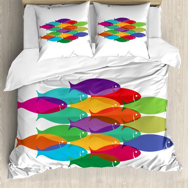 Abakuhaus Copripiumino Colorato, Shoal Artwork Colorato, Antiacaro, Adatto A Chi Soffre Di Allergie, Con Federe, 200 Cm X 200 Cm - 80 X 80 Cm, Multicolore-image