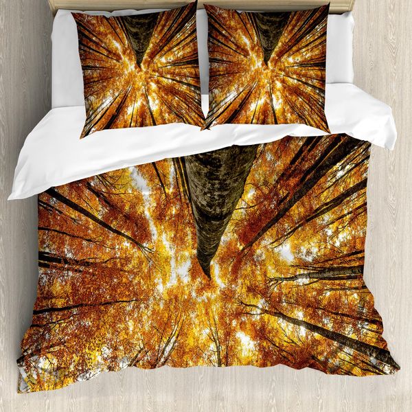 Abakuhaus Copripiumino Wald, Acero Canadese Idylle, Antiacaro, Adatto A Chi Soffre Di Allergie, Con Federe, 200 Cm X 200 Cm - 80 X 80 Cm, Arancione Marrone-image