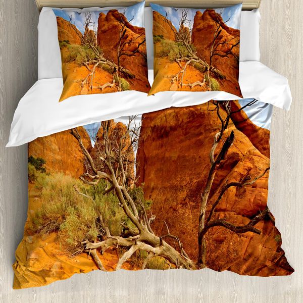 Abakuhaus Nationalparks Copripiumino, Grand Canyon Monument, Antiacaro, Adatto A Chi Soffre Di Allergie, Con Federe, 155 Cm X 220 Cm - 80 X 80 Cm, Arancione E Blu-image