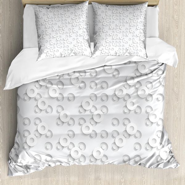 Abakuhaus Copripiumino Geometrico, Nastro, Antiacaro, Adatto A Chi Soffre Di Allergie, Con Federe, 155 Cm X 220 Cm - 80 X 80 Cm, Grigio-image