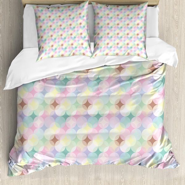 Abakuhaus Set Copripiumino Moderno Per Letti Matrimoniali, Forma Circolare, Antiacaro, Adatto A Chi Soffre Di Allergie, Con Federe, Multicolore-image