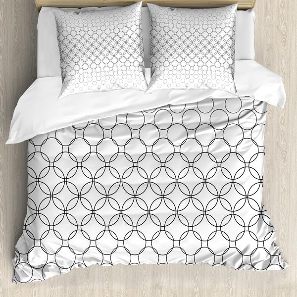 Abakuhaus Copripiumino Geometrico, Motivi, Antiacaro, Adatto A Chi Soffre Di Allergie, Con Federe, 200 Cm X 200 Cm - 80 X 80 Cm, Bianco E Nero-image
