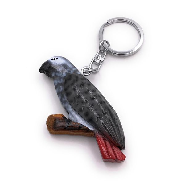 Onwomania Portachiavi In Legno Pappagallo Cockatiel Nero Parrocchetto Uccello Allevamento Cacatua Ciondolo Fascino-image