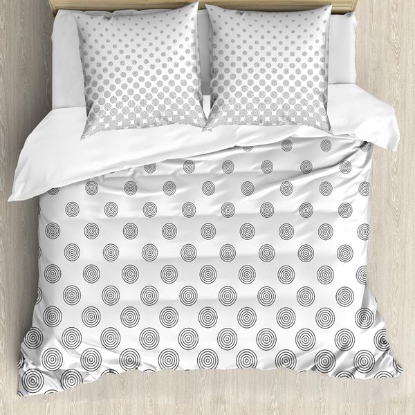 Abakuhaus Copripiumino Geometrico, Windende Dots, Antiacaro, Adatto A Chi Soffre Di Allergie, Con Federe, 155 Cm X 220 Cm - 80 X 80 Cm, Grigio Bianco-image