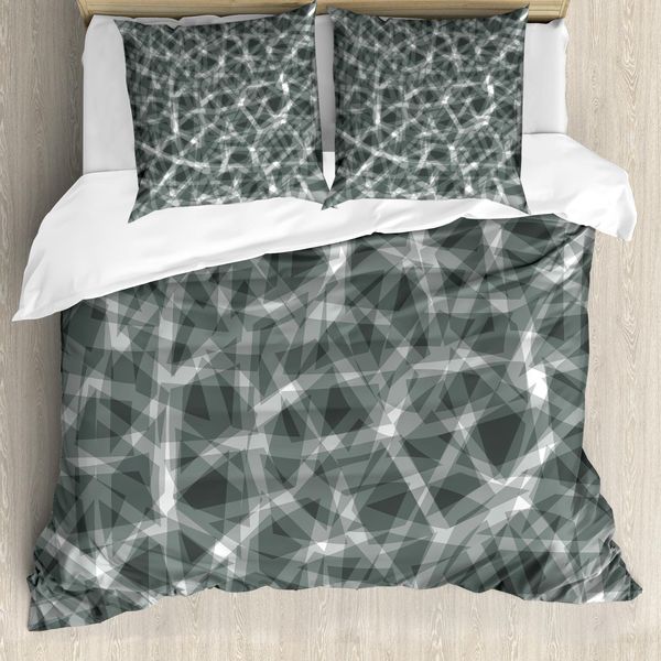 Abakuhaus Copripiumino Grigio, Arte Frattale Digitale, Antiacaro, Adatto A Chi Soffre Di Allergie, Con Federe, 155 Cm X 220 Cm - 80 X 80 Cm, Scuro-image
