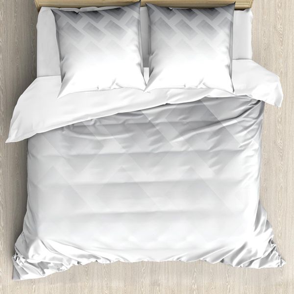 Abakuhaus Set Copripiumino Geometrico Per Letti Matrimoniali, Forme Quadrate Sfocate, Antiacaro, Adatto A Chi Soffre Di Allergie, Con Federe, Bianco-image