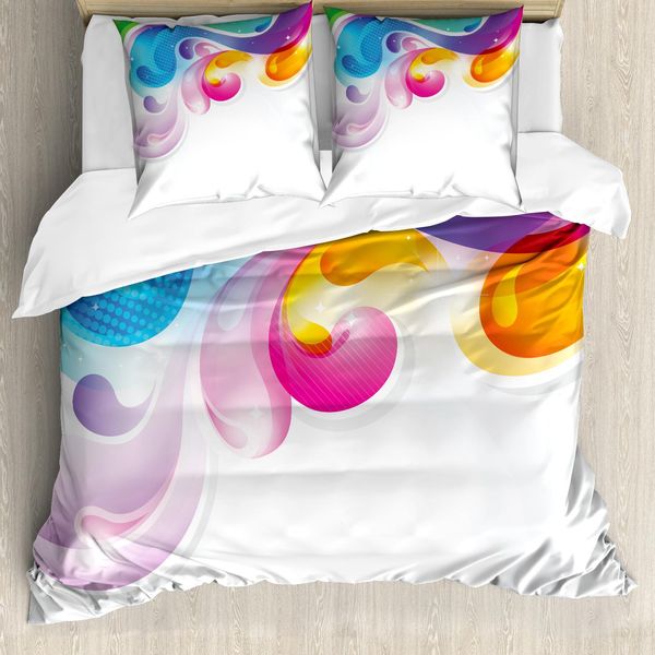 Abakuhaus Copripiumino Colorato, Pennellate Astratte, Antiacaro, Adatto A Chi Soffre Di Allergie, Con Federe, 200 Cm X 200 Cm - 80 X 80 Cm, Multicolore-image