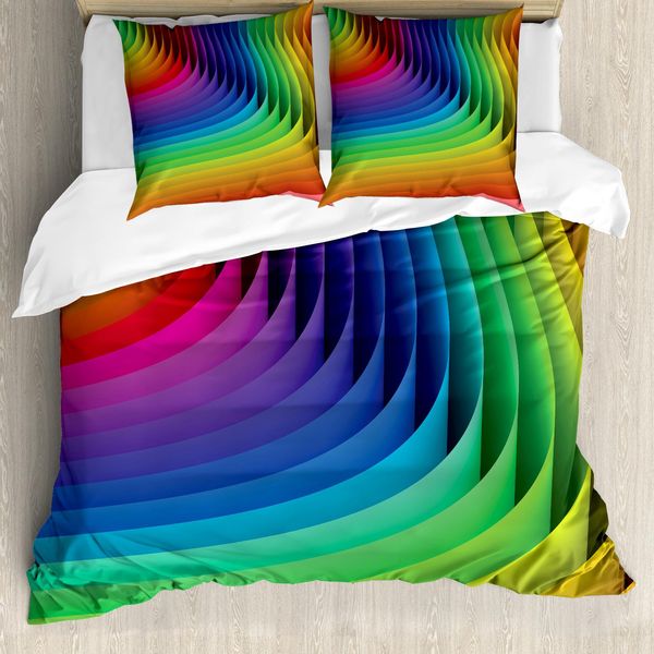 Abakuhaus Copripiumino Colorato, Colore Wave-Curls Kunst, Antiacaro, Adatto A Chi Soffre Di Allergie, Con Federe, 200 Cm X 200 Cm - 80 X 80 Cm, Multicolore-image