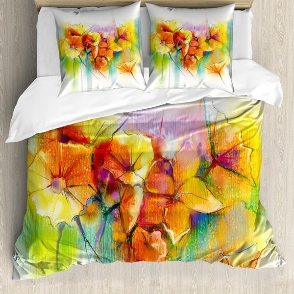 Abakuhaus Copripiumino Con Motivo Floreale, Bouquet Di Fiori Autunnali, Antiacaro E Anallergico, Con Federe, 200 Cm X 200 Cm - 80 X 80 Cm, Multicolore-image