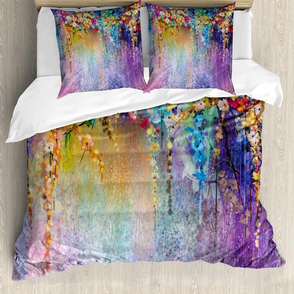 Abakuhaus Copripiumino Blume, Fiori Sbocciati, Antiacaro, Adatto A Chi Soffre Di Allergie, Con Federe, 200 Cm X 200 Cm - 80 X 80 Cm, Multicolore-image