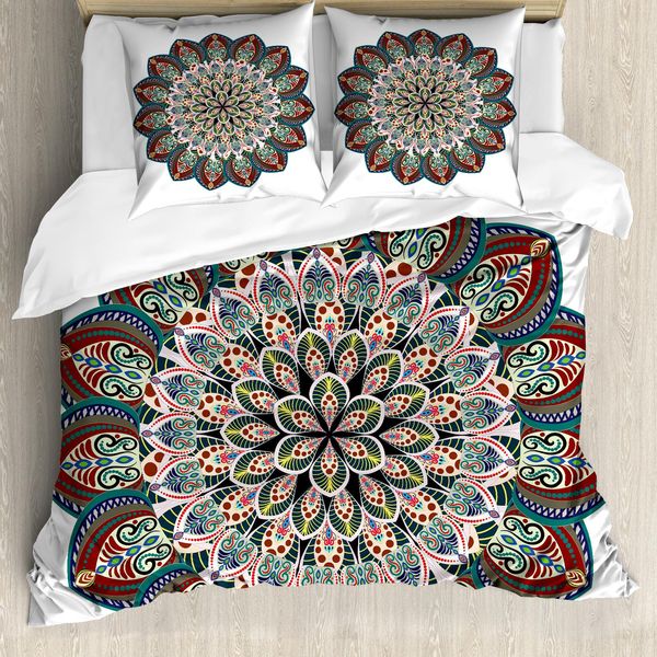 Abakuhaus Set Copripiumino Vittoriano Per Letti Matrimoniali, Mandala Etnico Asiatico, Antiacaro, Adatto A Chi Soffre Di Allergie, Con Federe, Multicolore-image