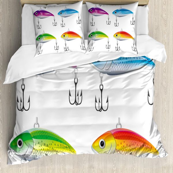 Abakuhaus Set Copripiumino Per Letti Matrimoniali, Animali Marini Nautici, Antiacaro, Adatto A Chi Soffre Di Allergie, Con Federe, Multicolore-image