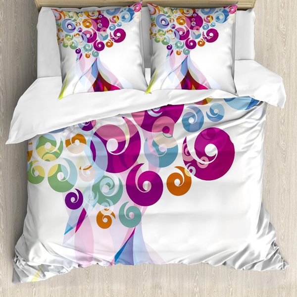 Abakuhaus Copripiumino Moderno, Fiamme Colorate, Antiacaro, Adatto A Chi Soffre Di Allergie, Con Federe, 155 Cm X 220 Cm - 80 X 80 Cm, Multicolore-image