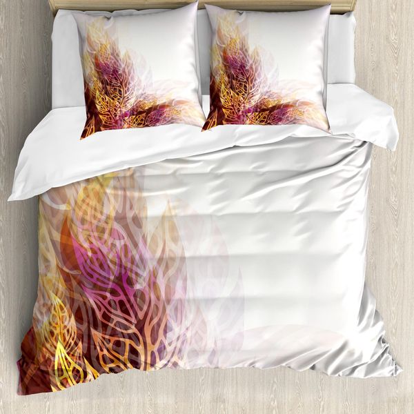 Abakuhaus Copripiumino Moderno, Opera D'arte Con Petali Di Fiori, Antiacaro, Adatto A Chi Soffre Di Allergie, Con Federe, 200 Cm X 200 Cm - 80 X 80 Cm, Giallo Viola-image