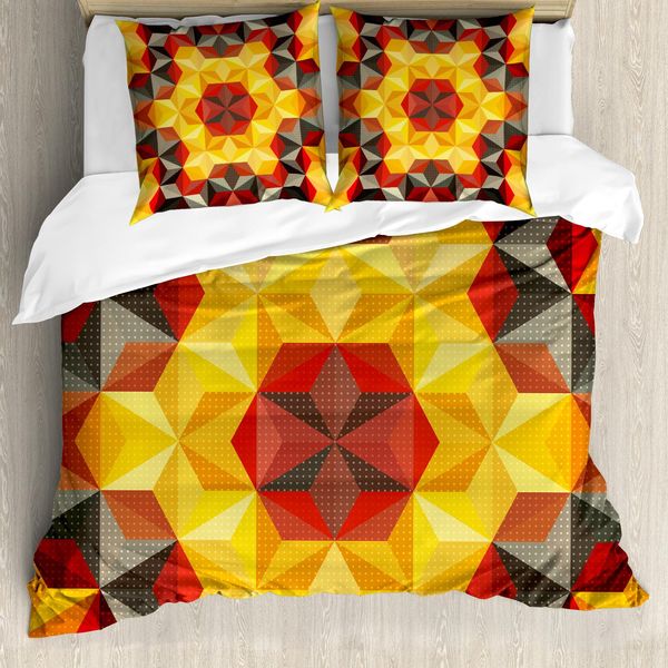Abakuhaus Copripiumino Moderno, Arte Frattale Geometrica, Antiacaro, Adatto A Chi Soffre Di Allergie, Con Federe, 155 Cm X 220 Cm - 80 X 80 Cm, Multicolore-image