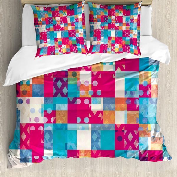 Abakuhaus Copripiumino Moderno, Colori Vivaci A Pois, Antiacaro E Anallergico, Con Federe, 155 Cm X 220 Cm - 80 X 80 Cm, Multicolore-image
