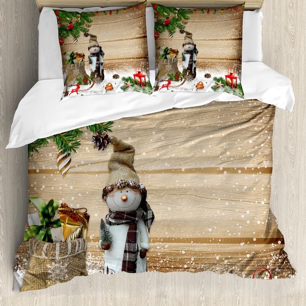 Abakuhaus Copripiumino Natalizio, Pupazzo Di Neve In Giardino, Antiacaro, Adatto A Chi Soffre Di Allergie, Con Federe, 200 Cm X 200 Cm - 80 X 80 Cm, Multicolore-image