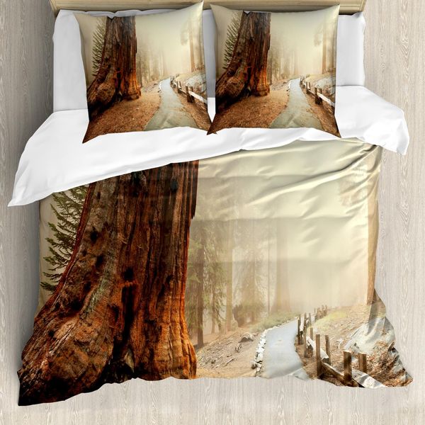 Abakuhaus Set Copripiumino Per Letti Matrimoniali, Foto Di Alberi Nella Giungla, Antiacaro, Adatto A Chi Soffre Di Allergie, Con Federe, Multicolore-image