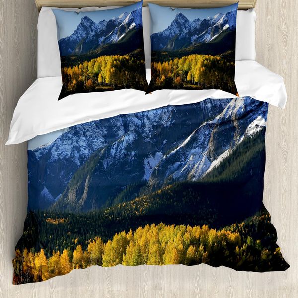 Abakuhaus Copripiumino Paesaggio, Colorado Dorf, Antiacaro, Adatto A Chi Soffre Di Allergie, Con Federe, 155 Cm X 220 Cm - 80 X 80 Cm, Verde Blu-image