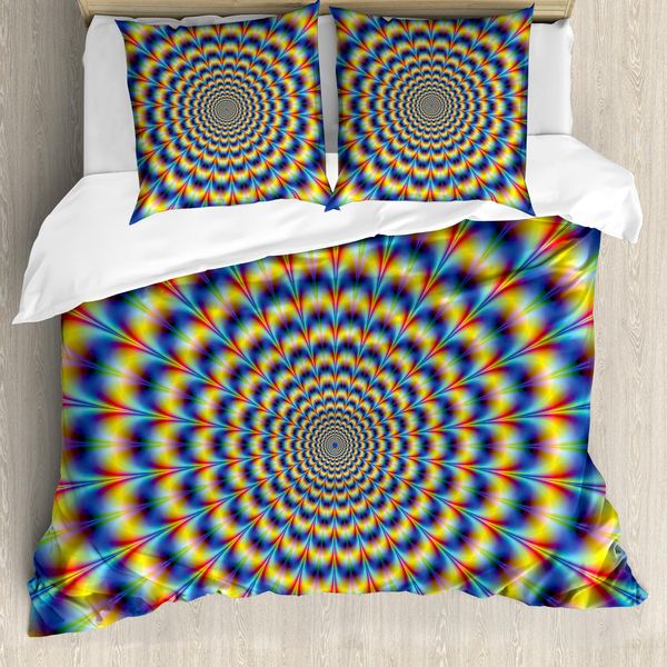Abakuhaus Set Copripiumino Frattale Per Letti Matrimoniali, Arte Hippie Psichedelica, Antiacaro, Adatto A Chi Soffre Di Allergie, Con Federe, Multicolore-image