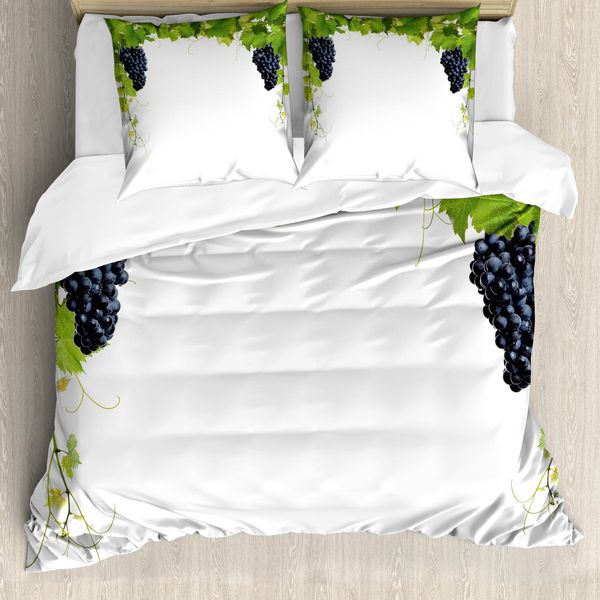 Abakuhaus Copripiumino Weinberg, Foglie Di Vite Nel Villaggio, Antiacaro, Adatto A Chi Soffre Di Allergie, Con Federe, 200 Cm X 200 Cm - 80 X 80 Cm, Verde Nero-image