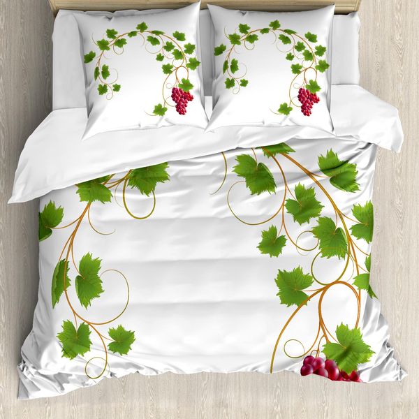 Abakuhaus Copripiumino Weinberg, Cluster Ivy Fresco, Antiacaro, Adatto A Chi Soffre Di Allergie, Con Federe, 200 Cm X 200 Cm - 80 X 80 Cm, Verde, Viola,-image