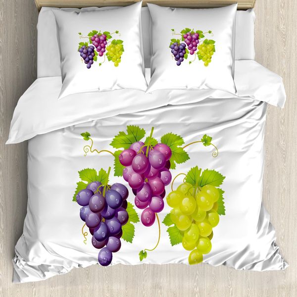 Abakuhaus Copripiumino Weinberg, Ivy Region Borgogna, Antiacaro, Adatto A Chi Soffre Di Allergie, Con Federe, 200 Cm X 200 Cm - 80 X 80 Cm, Viola Verde-image