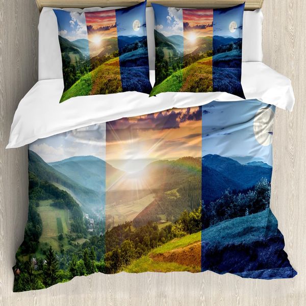 Abakuhaus Set Copripiumino Per Letto Matrimoniale, Motivo Bosco Di Montagna, Antiacaro, Adatto A Chi Soffre Di Allergie, Con Federe, Multicolore-image
