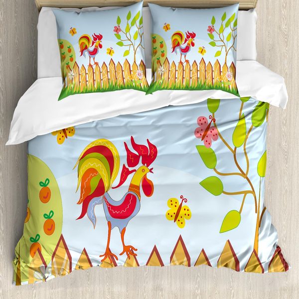 Abakuhaus Copripiumino Ackerland, Albero, Farfalla E Fiore, Antiacaro, Adatto A Chi Soffre Di Allergie, Con Federe, 155 Cm X 220 Cm - 80 X 80 Cm, Multicolore-image