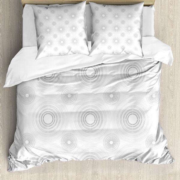 Abakuhaus Copripiumino Grigio, Motivo Geometrico Astratto, Antiacaro, Adatto A Chi Soffre Di Allergie, Con Federe, 155 Cm X 220 Cm - 80 X 80 Cm, Bianco-image