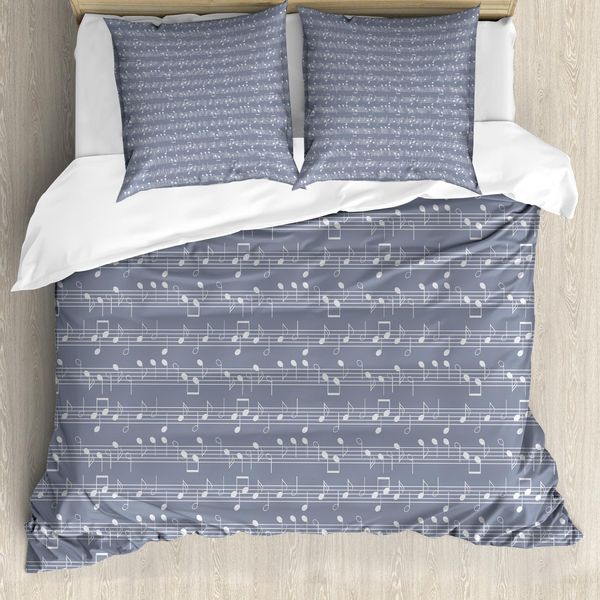 Abakuhaus Set Copripiumino Grigio Per Letti Matrimoniali, Melodia Jazz Per Pianoforte, Antiacaro, Adatto A Chi Soffre Di Allergie, Con Federe, Blu Cielo-image