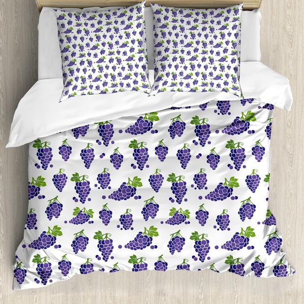 Abakuhaus Copripiumino Weinberg, Disegno Obst Yummy, Antiacaro, Adatto A Chi Soffre Di Allergie, Con Federe, 200 Cm X 200 Cm - 80 X 80 Cm, Viola Verde-image