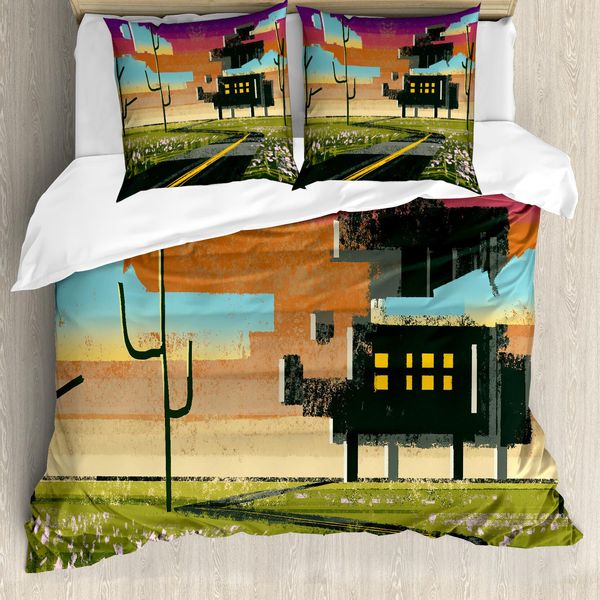 Abakuhaus Copripiumino Fantasie, Colore Futuristic, Antiacaro, Adatto A Chi Soffre Di Allergie, Con Federe, 155 Cm X 220 Cm - 80 X 80 Cm, Multicolore-image