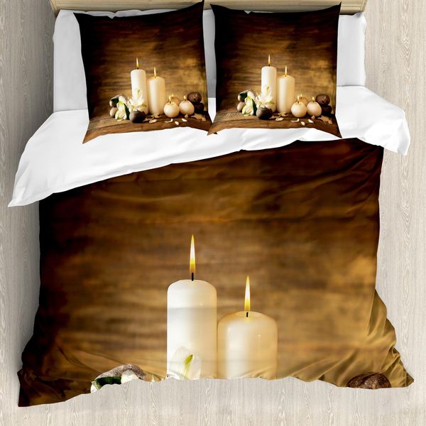 Copripiumino Abakuhaus Spa, Fiori Di San Valentino, Antiacaro, Adatto A Chi Soffre Di Allergie, Con Federe, 200 Cm X 200 Cm - 80 X 80 Cm, Bianco, Nero E Marrone-image