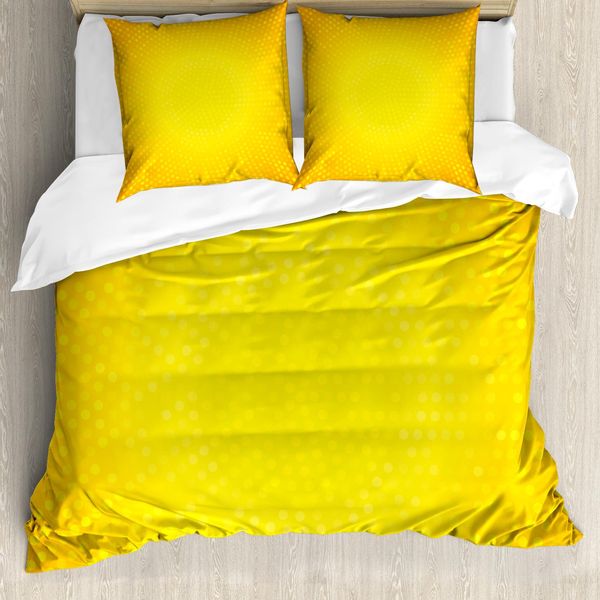 Abakuhaus Copripiumino Giallo, Cerchi Gialli Sfumati, Antiacaro, Adatto A Chi Soffre Di Allergie, Con Federe, 155 Cm X 220 Cm - 80 X 80 Cm, Giallo Calendula-image