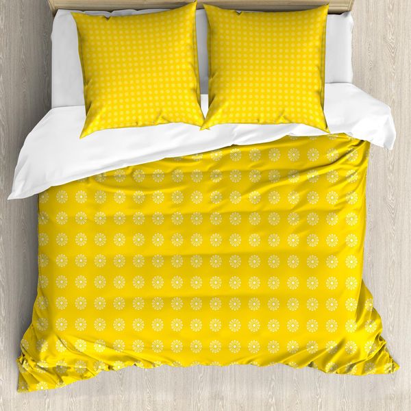 Abakuhaus Copripiumino Giallo, Margherite, Antiacaro, Adatto A Chi Soffre Di Allergie, Con Federe, 155 Cm X 220 Cm - 80 X 80 Cm, Giallo E Bianco-image