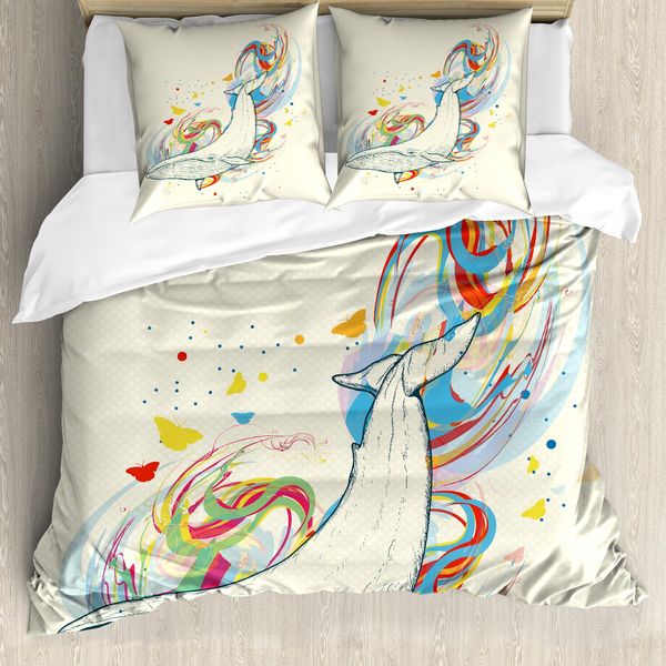Abakuhaus Copripiumino Wal, Wal In Ocean Dive, Antiacaro, Adatto A Chi Soffre Di Allergie, Con Federe, 155 Cm X 220 Cm - 80 X 80 Cm, Blu E Bianco-image