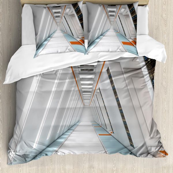Abakuhaus Copripiumino Space, Cosmos Rakete, Antiacaro, Adatto A Chi Soffre Di Allergie, Con Federe, 200 Cm X 200 Cm - 80 X 80 Cm, Arancione E Bianco-image