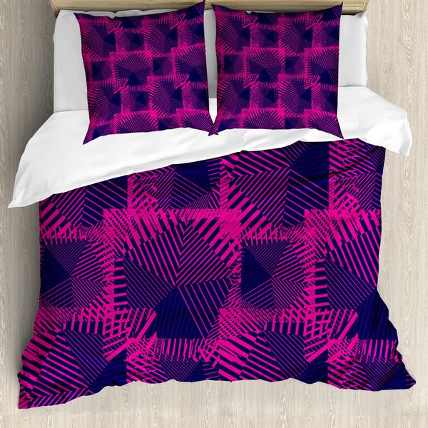 Abakuhaus Set Copripiumino Magenta Per Letti Matrimoniali, Colore Scuro Trippy, Antiacaro Adatto A Chi Soffre Di Allergie Con Federe, Colore Fucsia Viola-image