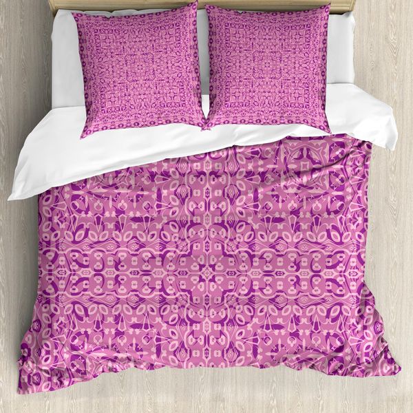 Abakuhaus Copripiumino Mauve, Motivo Etnico Astratto, Antiacaro, Adatto A Chi Soffre Di Allergie, Con Federe, 155 Cm X 220 Cm - 80 X 80 Cm, Rosa Magenta-image