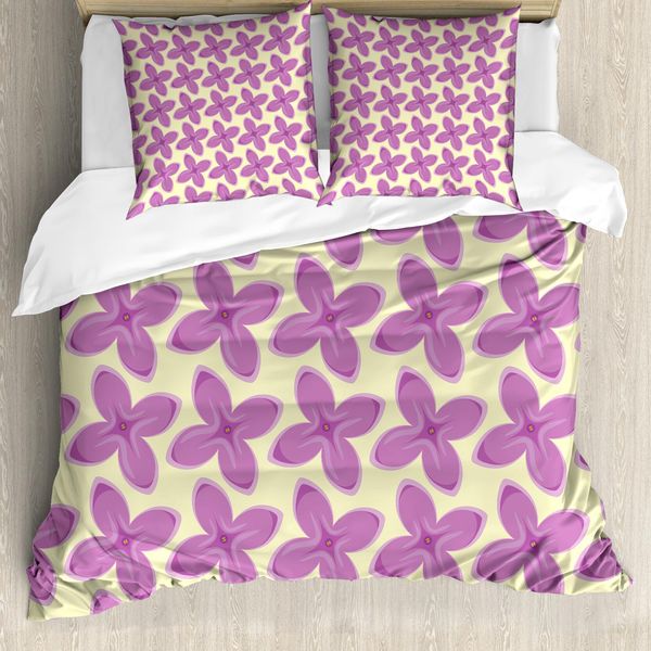 Abakuhaus Copripiumino Malva, Boccioli Freschi, Antiacaro, Adatto A Chi Soffre Di Allergie, Con Federe, 200 Cm X 200 Cm - 80 X 80 Cm, Giallo Viola-image