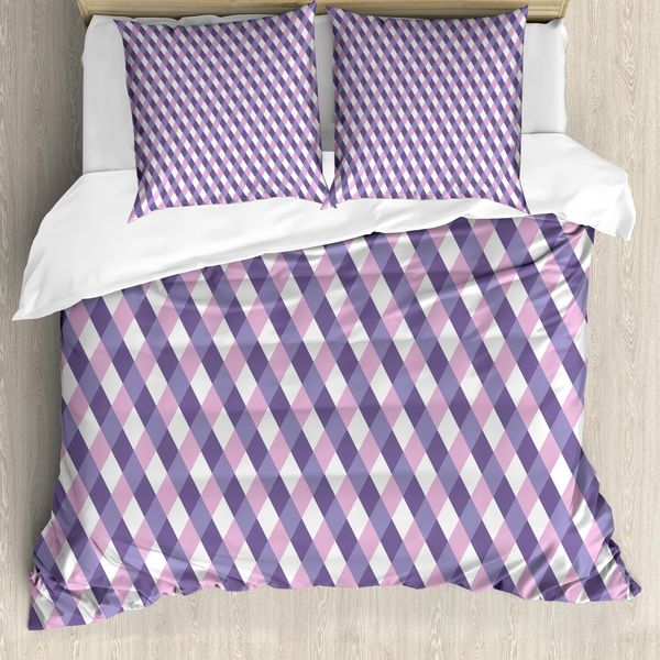 Abakuhaus Copripiumino Color Malva, Motivo A Mosaico Incrociato, Antiacaro, Adatto A Chi Soffre Di Allergie, Con Federe, 200 Cm X 200 Cm - 80 X 80 Cm, Malva Lilla-image