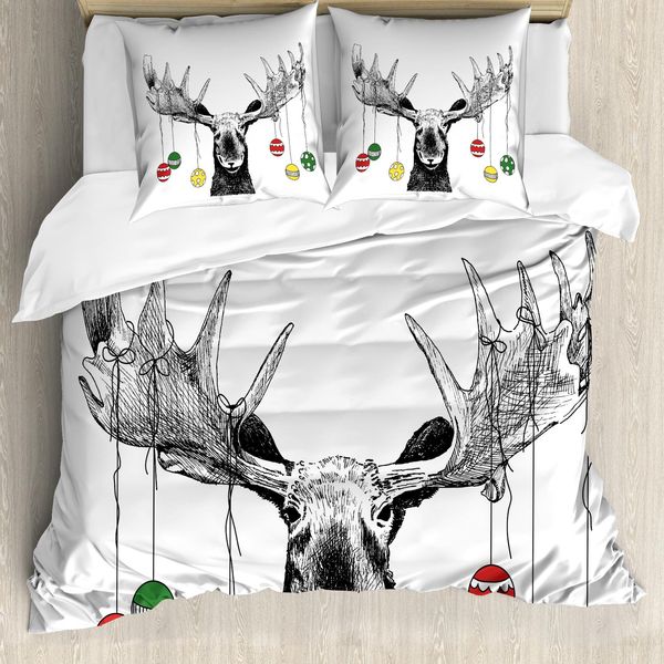 Abakuhaus Copripiumino Elch, Motivo Natalizio Fugace, Antiacaro, Adatto A Chi Soffre Di Allergie, Con Federe, 155 Cm X 220 Cm - 80 X 80 Cm, Multicolore-image
