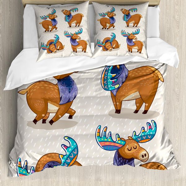 Abakuhaus Copripiumino Elch, Freundlich Nursery Kinder, Antiacaro, Adatto A Chi Soffre Di Allergie, Con Federe, 155 Cm X 220 Cm - 80 X 80 Cm, Multicolore-image